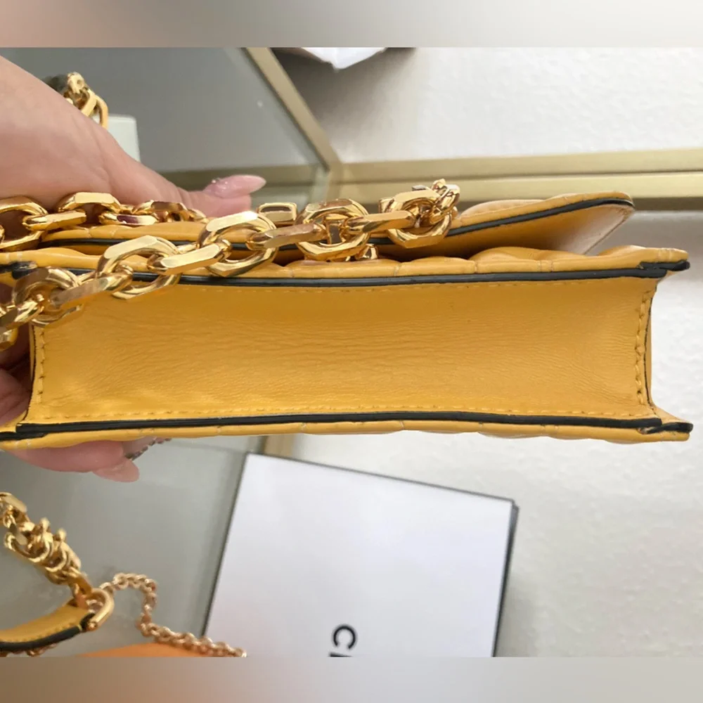 50% off SALE Moschino Mustard Quilted Chain Crossbody Bag - Picture 7 of 13